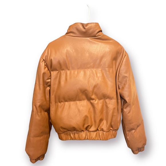 Forever 21 Faux Leather Bomber Quilted Jacket Brown - Picture 3 of 5